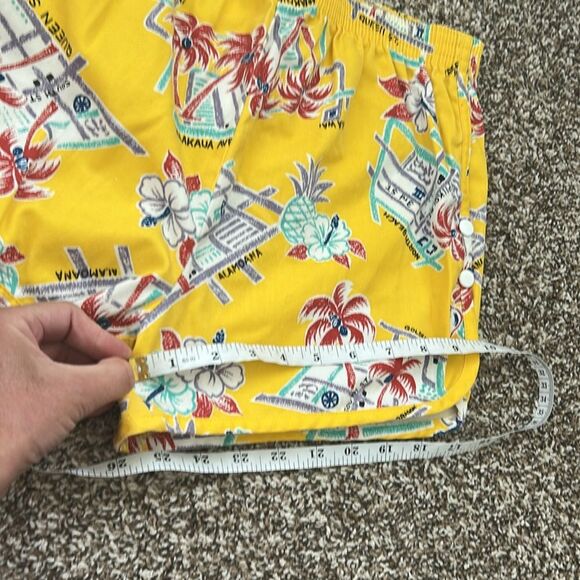 Vintage Drop Anchor Hawaiian Tropical Yellow 80s Womens Elastic Waist Shorts - Picture 5 of 7